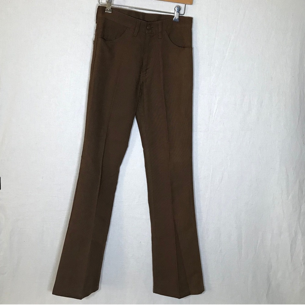 Vintage Levis Sta-Prest Panatela Trousers Brown Flare Leg 29x30 70s Mens Big E
